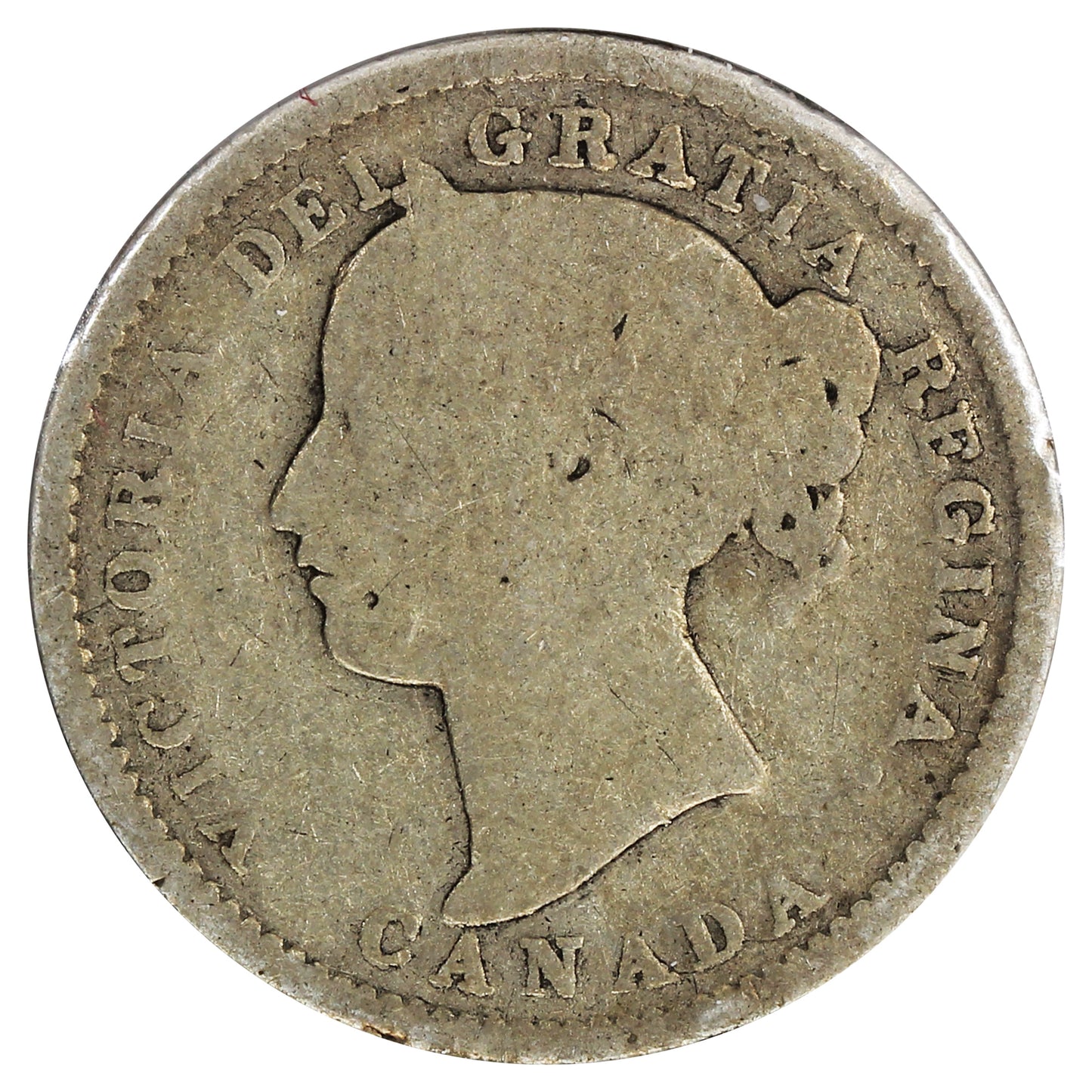 1896 Obv. 6 Canada 10-cents About Good (AG3) Scratched, Cleaned or Impaired