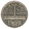 1951 Refinery Moon Half Moon Canada 5-cents Extra Fine (EF40) Scratched, Cleaned or Impaired
