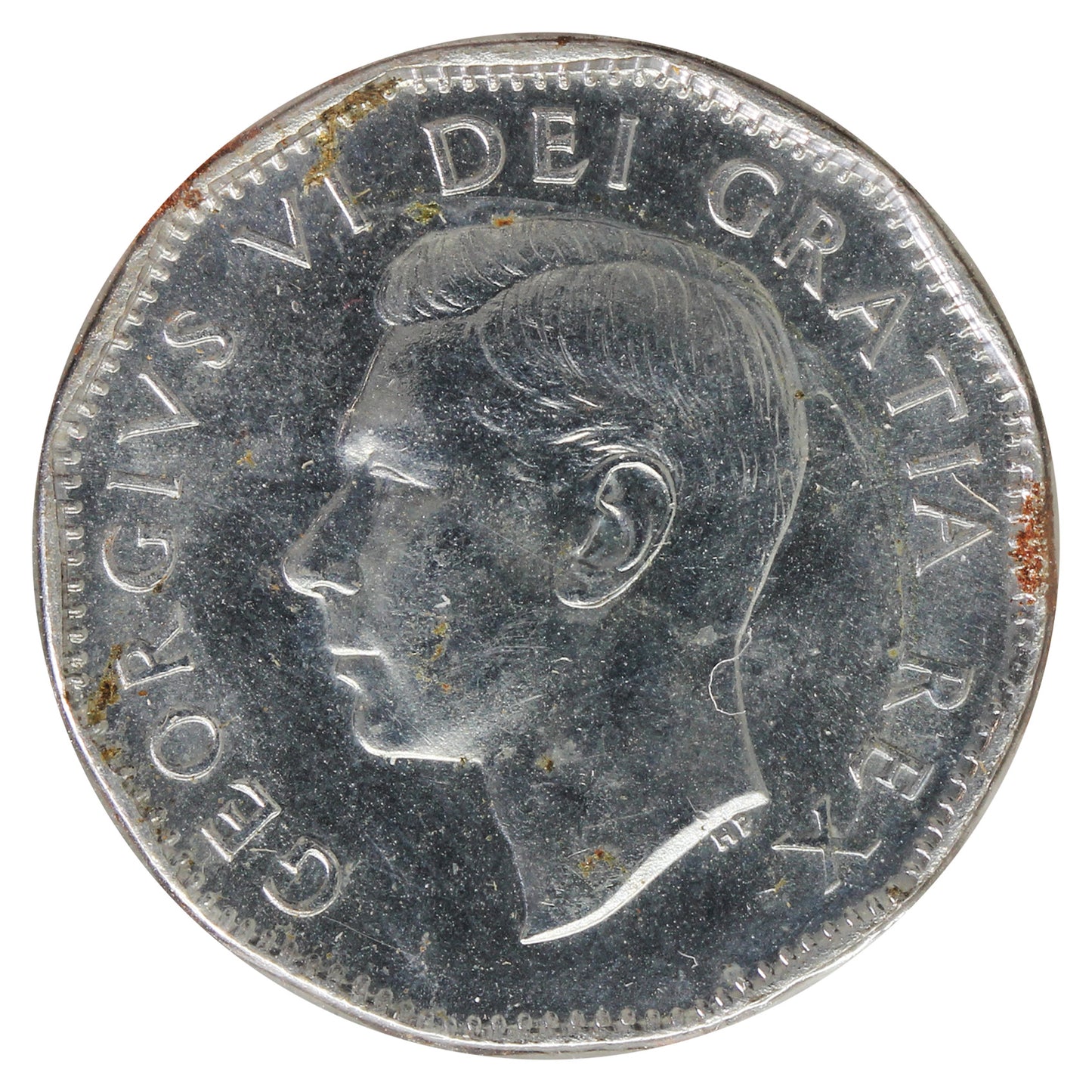 1952 Canada 5-cents UNC+ (MS62) Scratched, Cleaned or Impaired