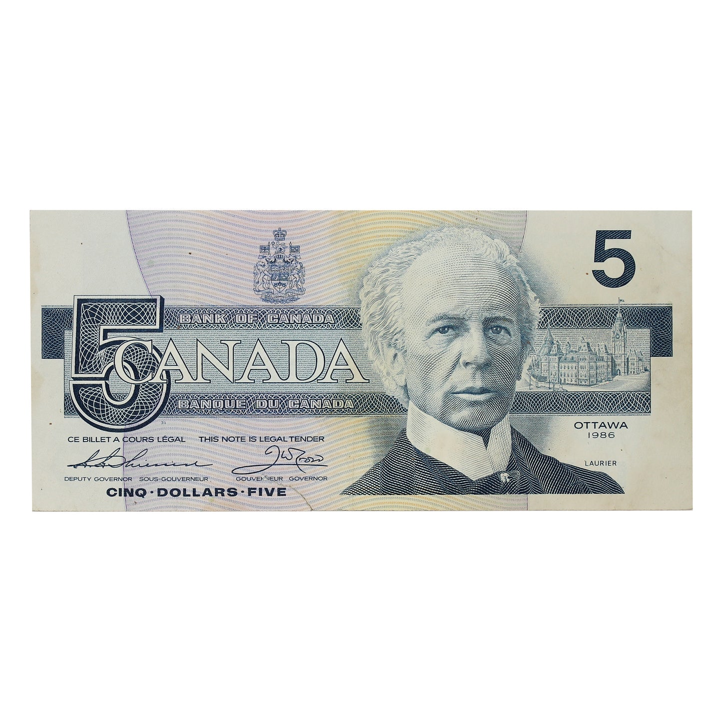 BC-56bA 1986 Canada $5 Thiessen-Crow, Replacement, FNX Below 7.08M, Circ (Impaired)