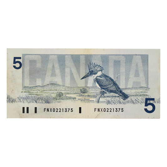 BC-56bA 1986 Canada $5 Thiessen-Crow, Replacement, FNX Below 7.08M, Circ (Impaired)