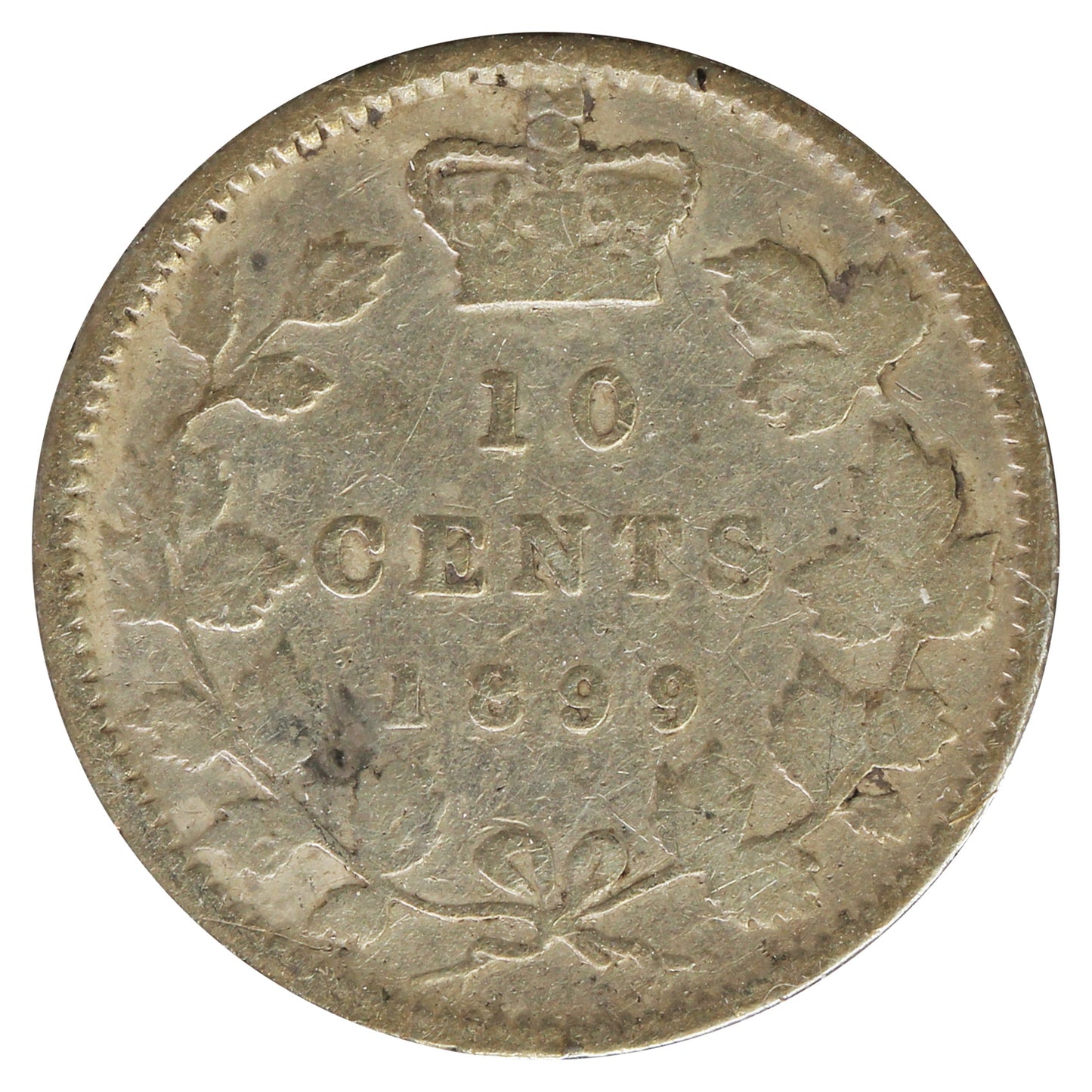 1899 Large 9's Canada 10-cents G-VG (G-6) Scratched, Cleaned or Impaired