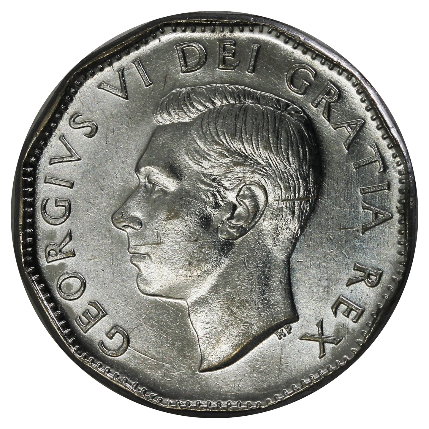 1952 Canada 5-cents Almost Uncirculated (AU50) Scratched, Cleaned or Impaired