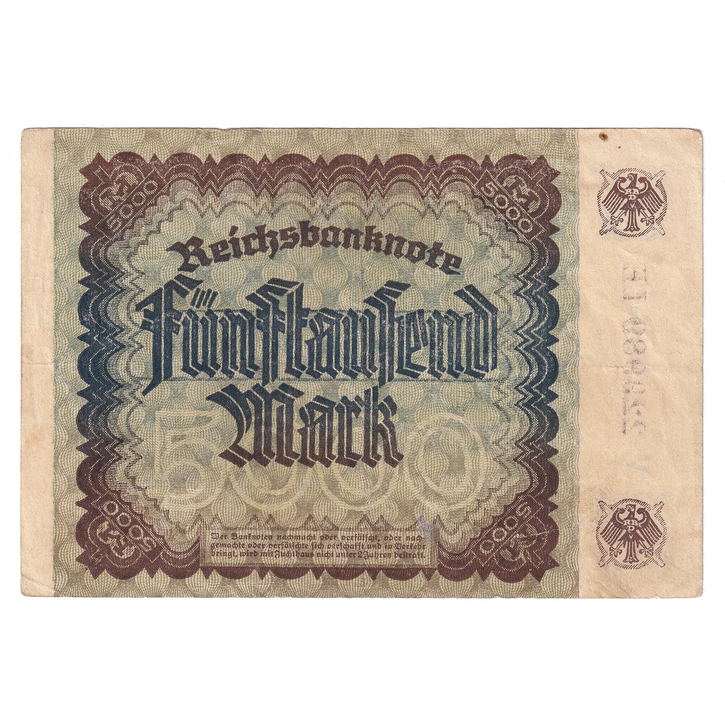 Germany 1922 500 Mark Note, VF