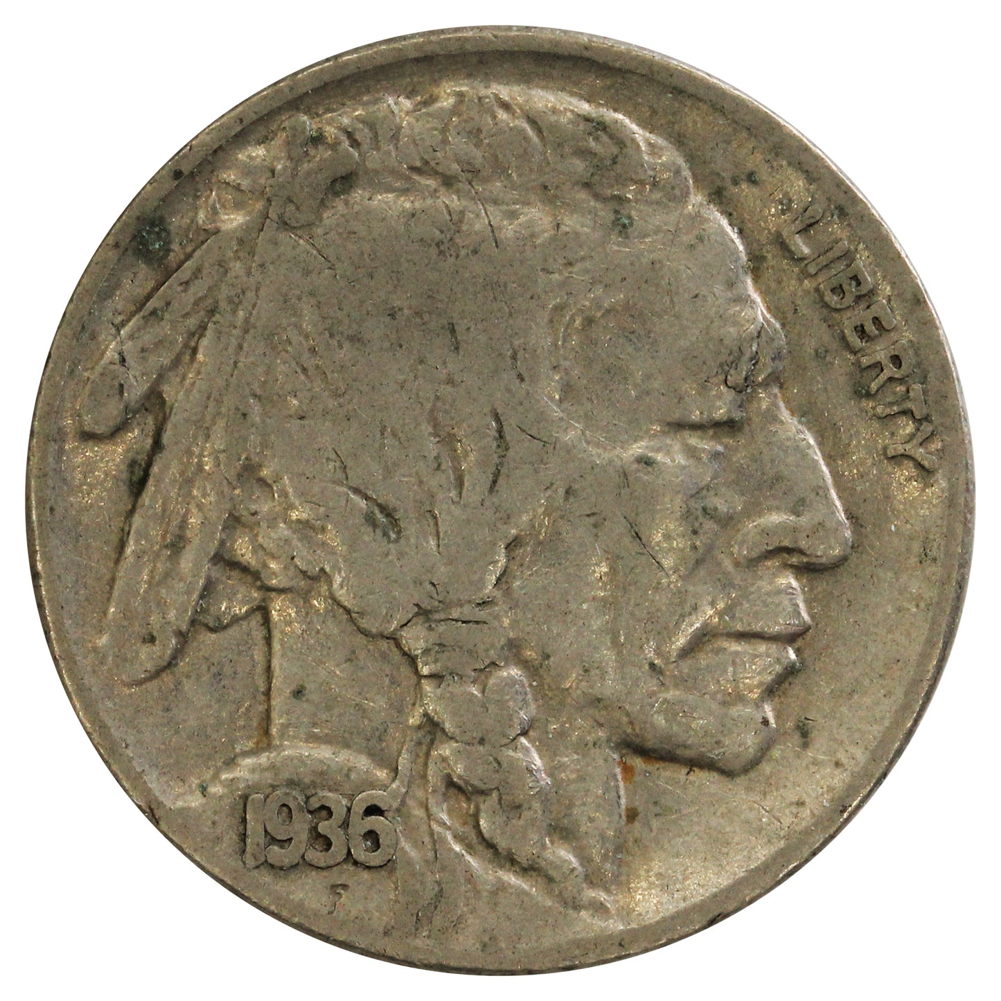 1936 S USA Nickel F-VF (F15) Scratched, Cleaned or Impaired