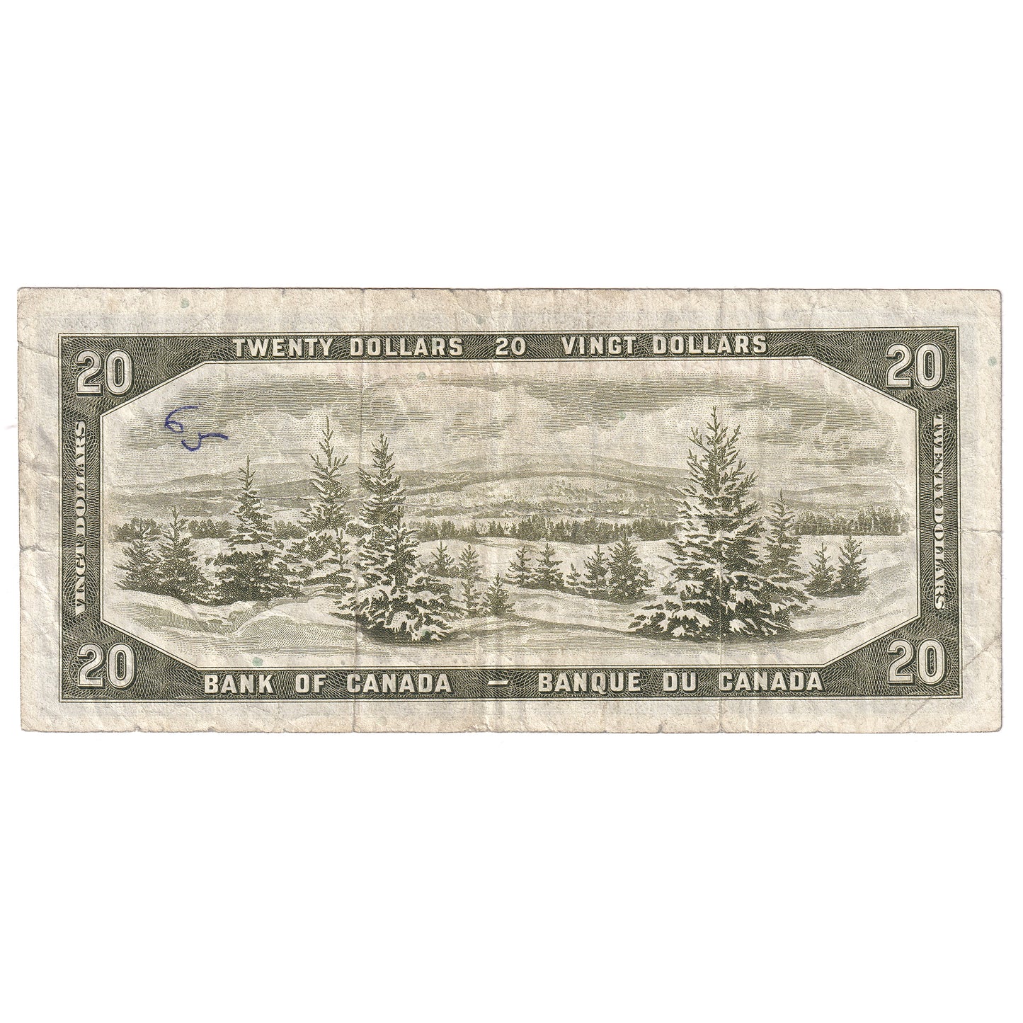 BC-33a 1954 Canada $20 Coyne-Towers, Devil's Face, A/E, F-VF (Writing)