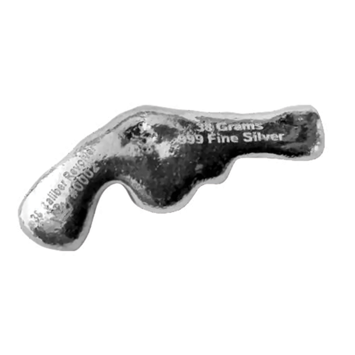 Monarch 38 Caliber Revolver 38 gram (1.22oz) Fine Silver Gun (No Tax) Mild Rubbing
