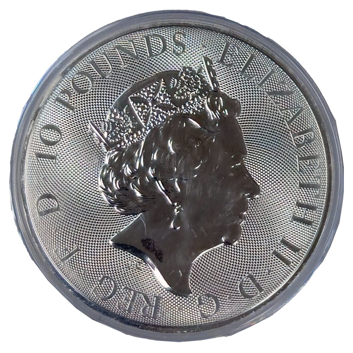 2023 GB £10 Royal Tudor Beasts: The Yale of Beaufort 10oz Silver (No Tax) Flaws