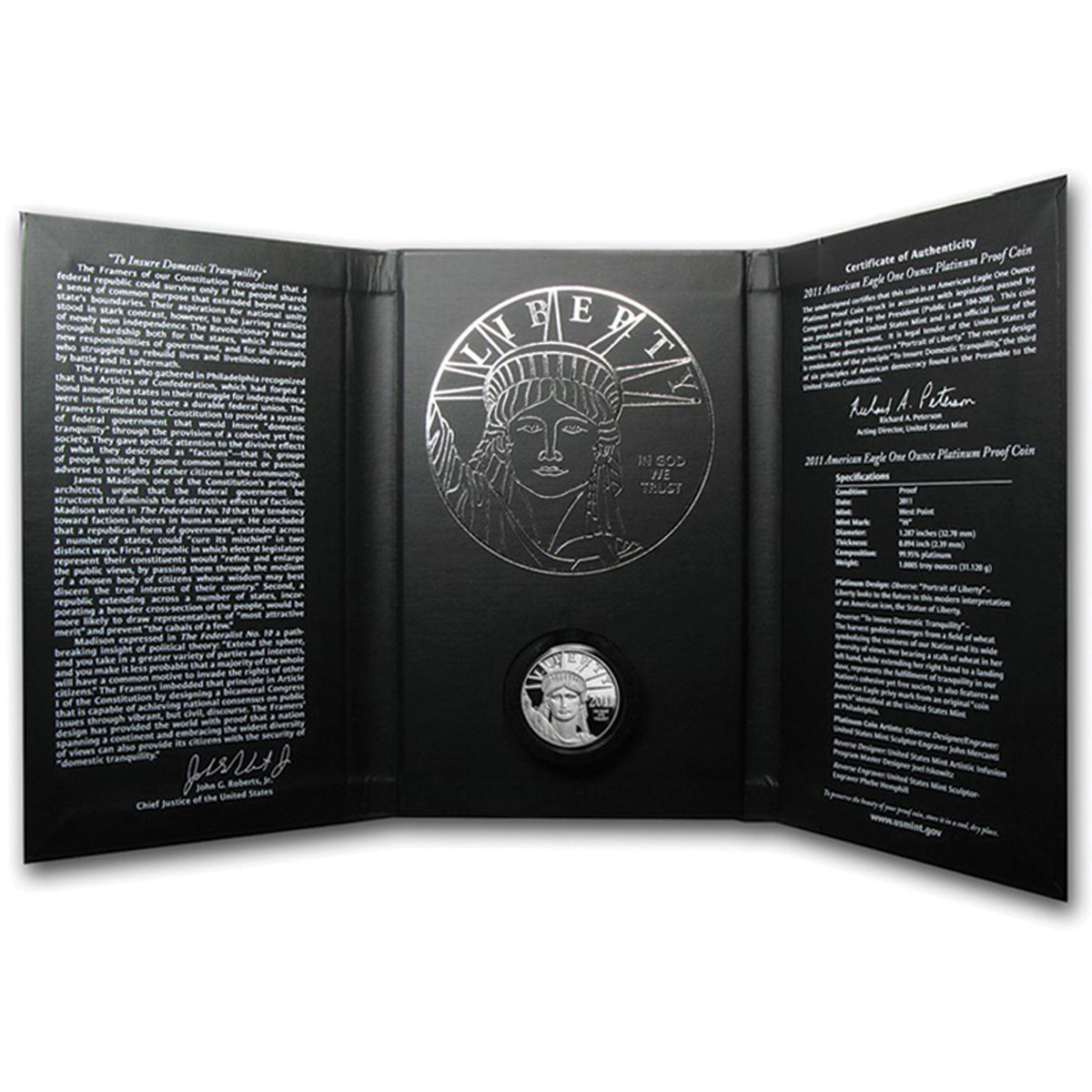 2011-W USA $100 Proof PLATINUM Eagle 1oz .9995 Coin with Box (No Tax)