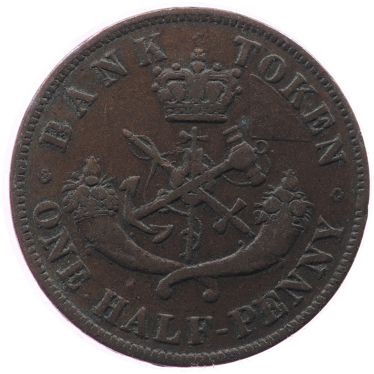 PC-5A 1850 Province of Canada, Bank of Upper Canada Half Penny Token Fine (F12)