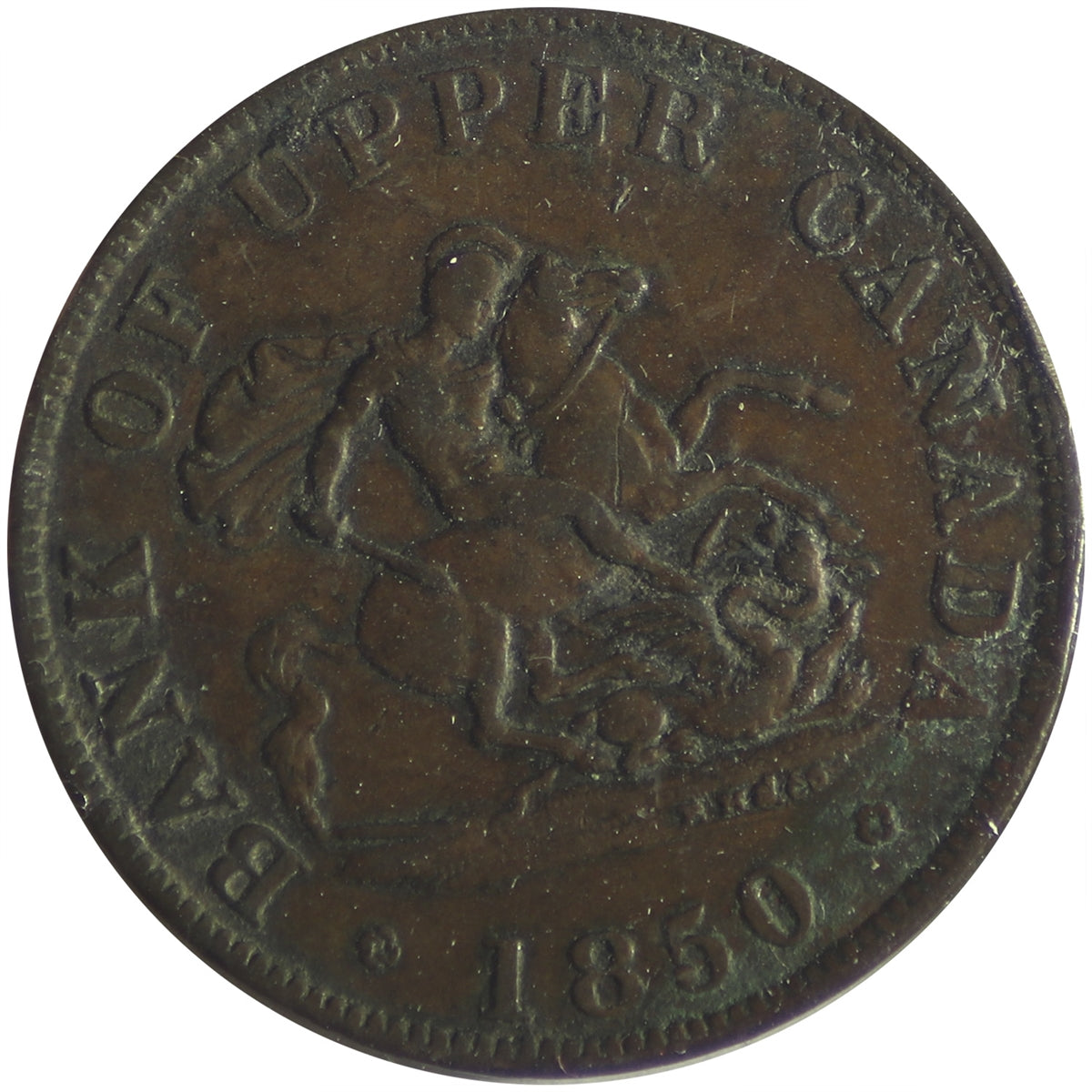 PC-5A 1850 Province of Canada, Bank of Upper Canada Half Penny Token VF-EF (VF30)