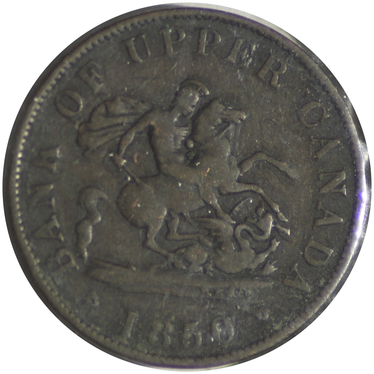 PC-5A 1850 Province of Canada, Bank of Upper Canada Half Penny Token VG-F (VG10)