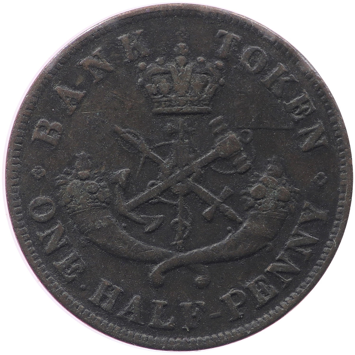 PC-5A 1850 Province of Canada, Bank of Upper Canada Half Penny Token Very Fine (VF20)
