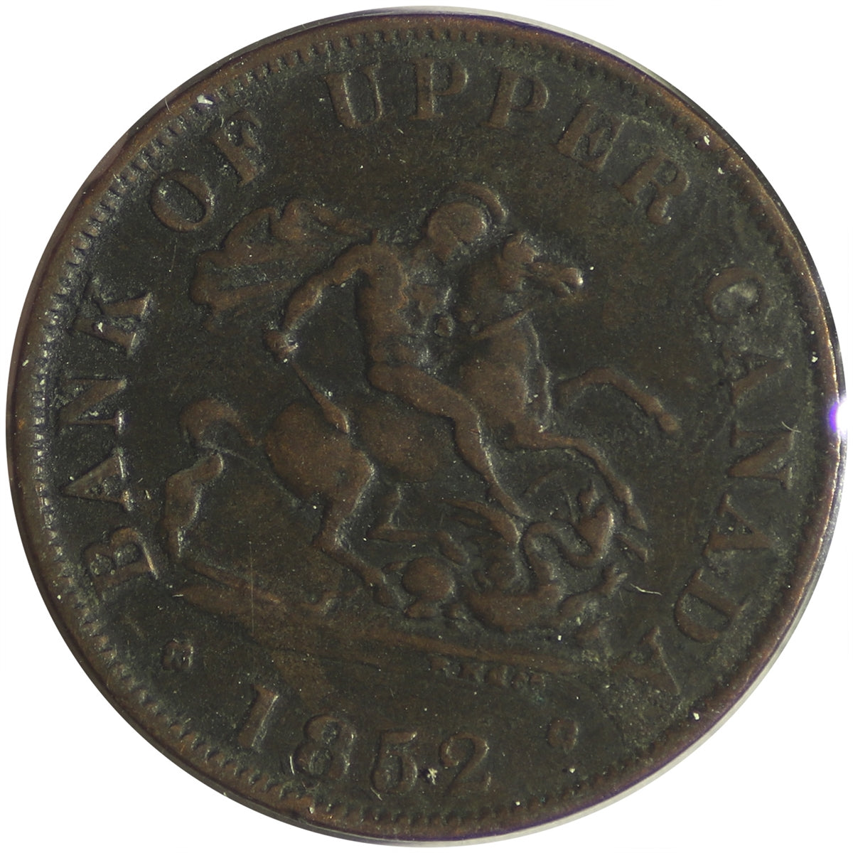 PC-5B2 1852 Province of Canada Half Penny Bank Token F-VF ( F15)