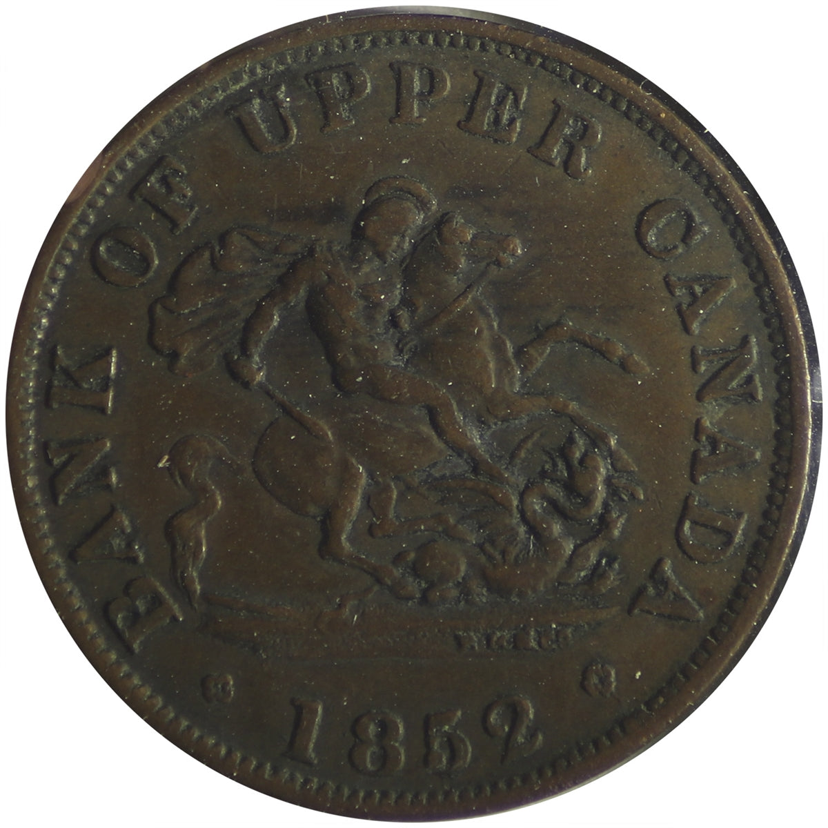 PC-5B2 1852 Province of Canada Half Penny Token VF-EF (VF30)
