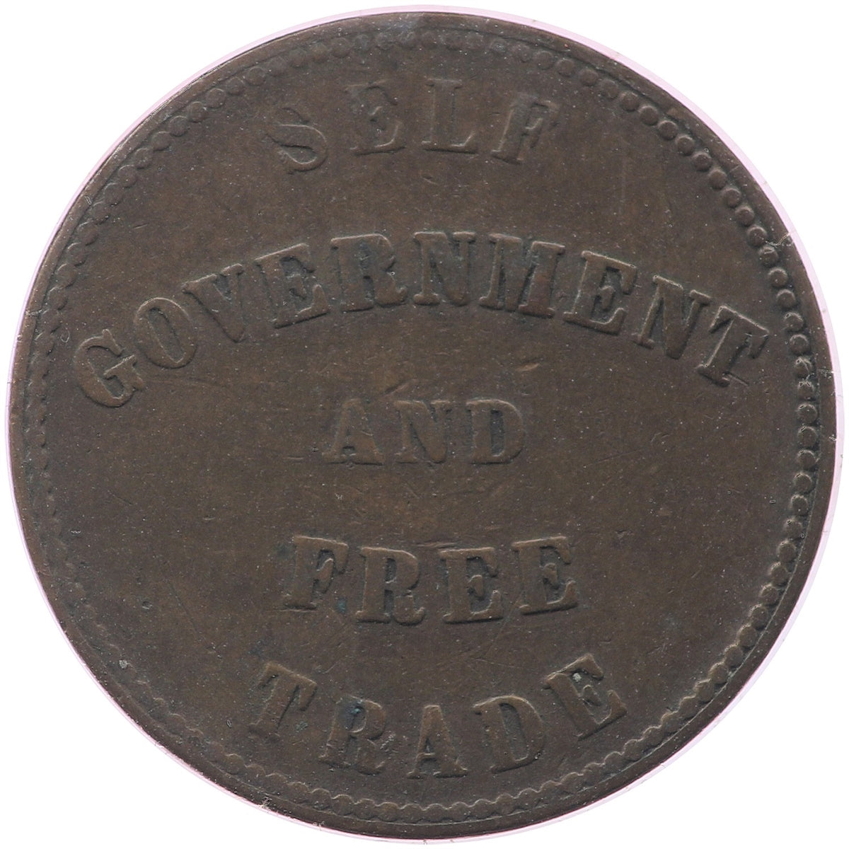 PE-7C4 1857 PEI Self Government & Free Trade Bank Token Very Good (VG8)