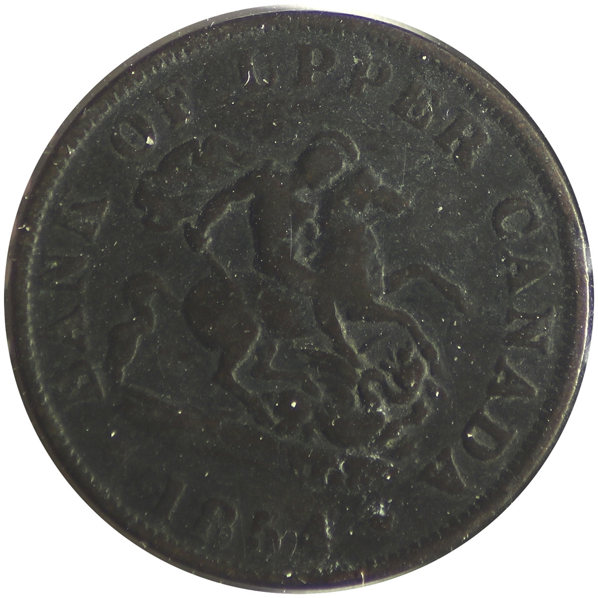 PC-5C1 1854 Province of Canada, Bank of Upper Canada Half Penny Bank Token Fine (F12)