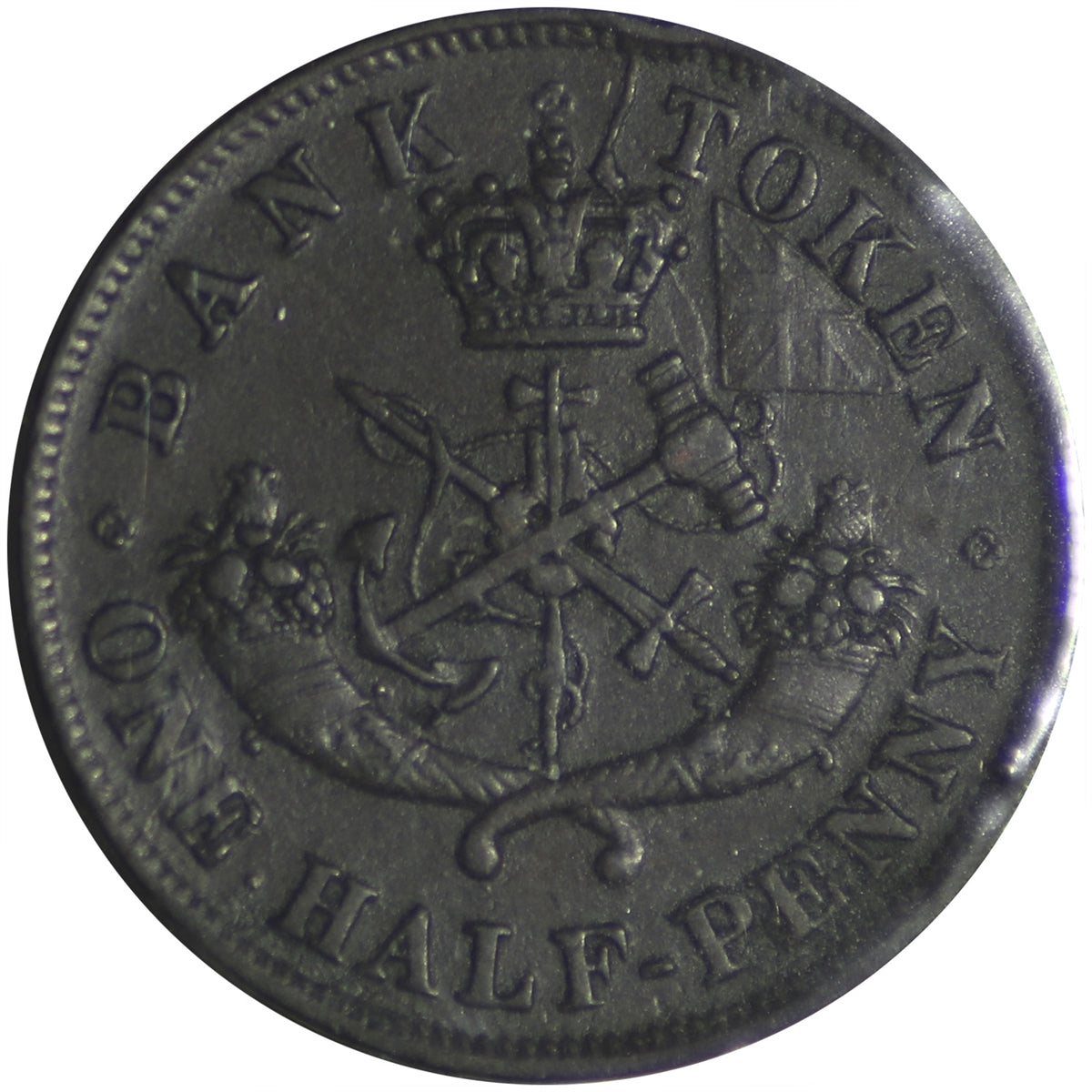 PC-5C1 1854 Province of Canada, Bank of Upper Canada Half Penny Bank Token VF-EF (VF30)