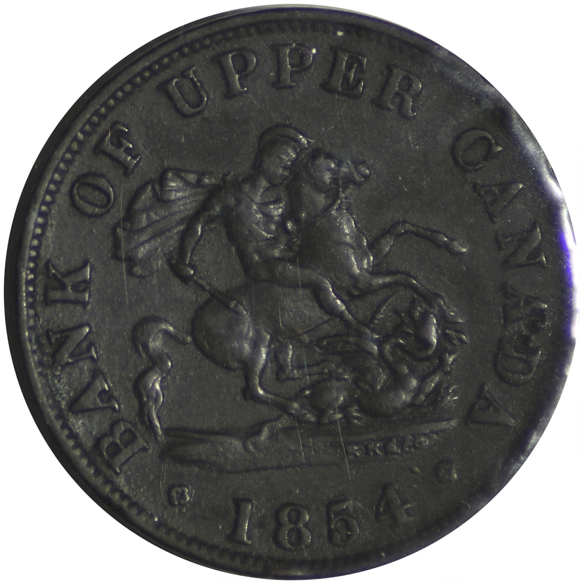 PC-5C1 1854 Province of Canada, Bank of Upper Canada Half Penny Bank Token VF-EF (VF30)