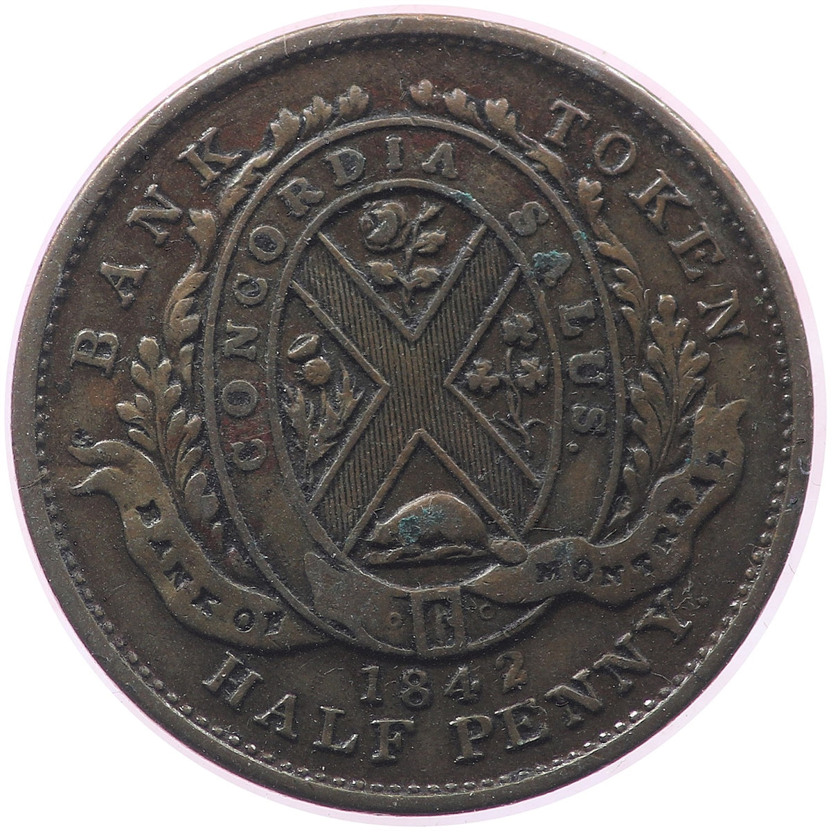 PC-1A3 1842 Province of Canada Half Penny Bank Token, VF-EF (VF30)