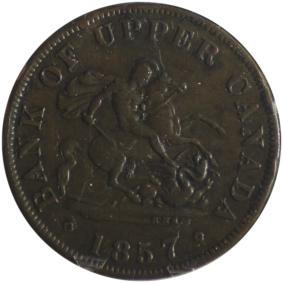PC-5D 1857 Province of Canada, Bank of Upper Canada Half Penny Token Very Fine (VF20)