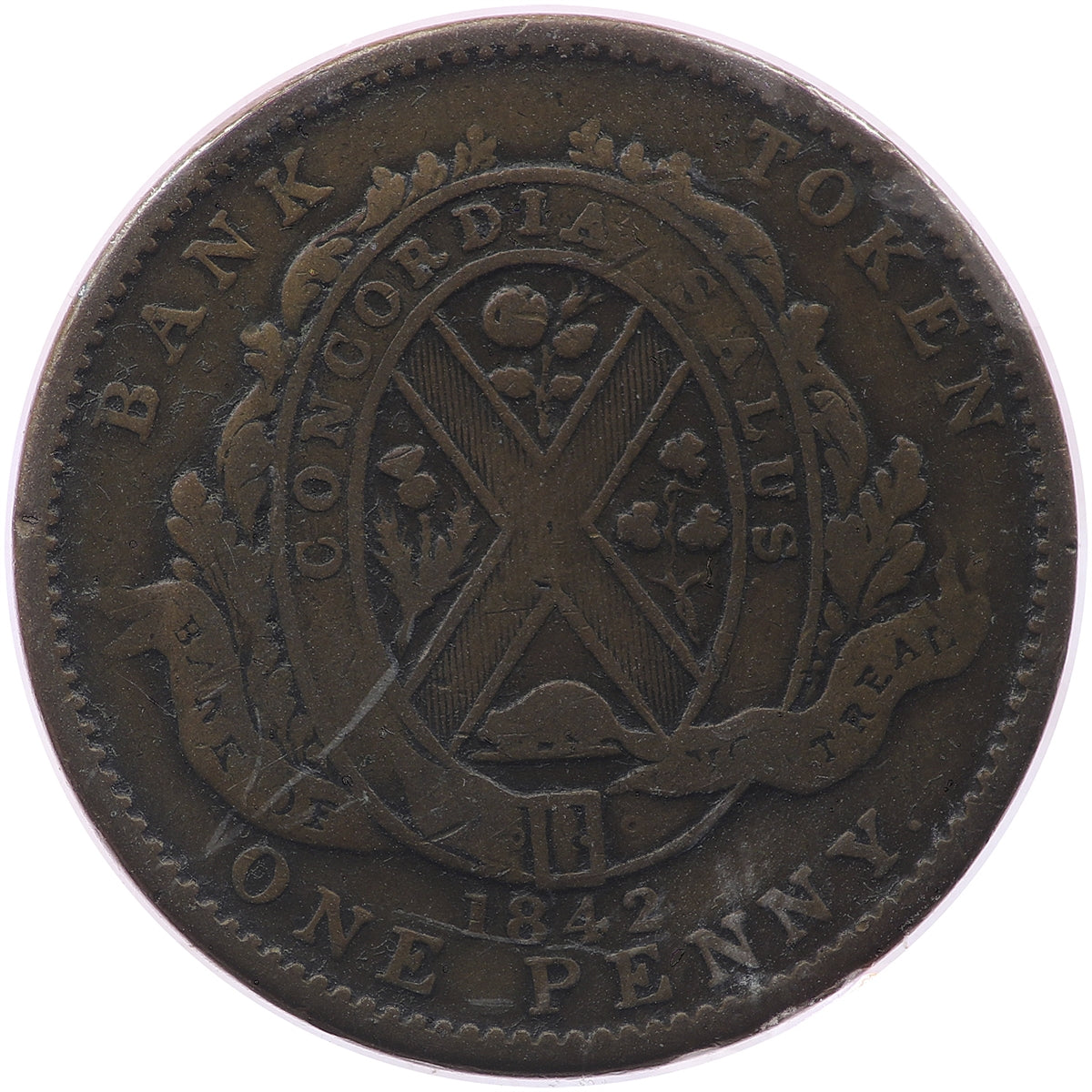 PC-2B 1842 Province of Canada Bank of Montreal Penny Token Very Good (VG8)