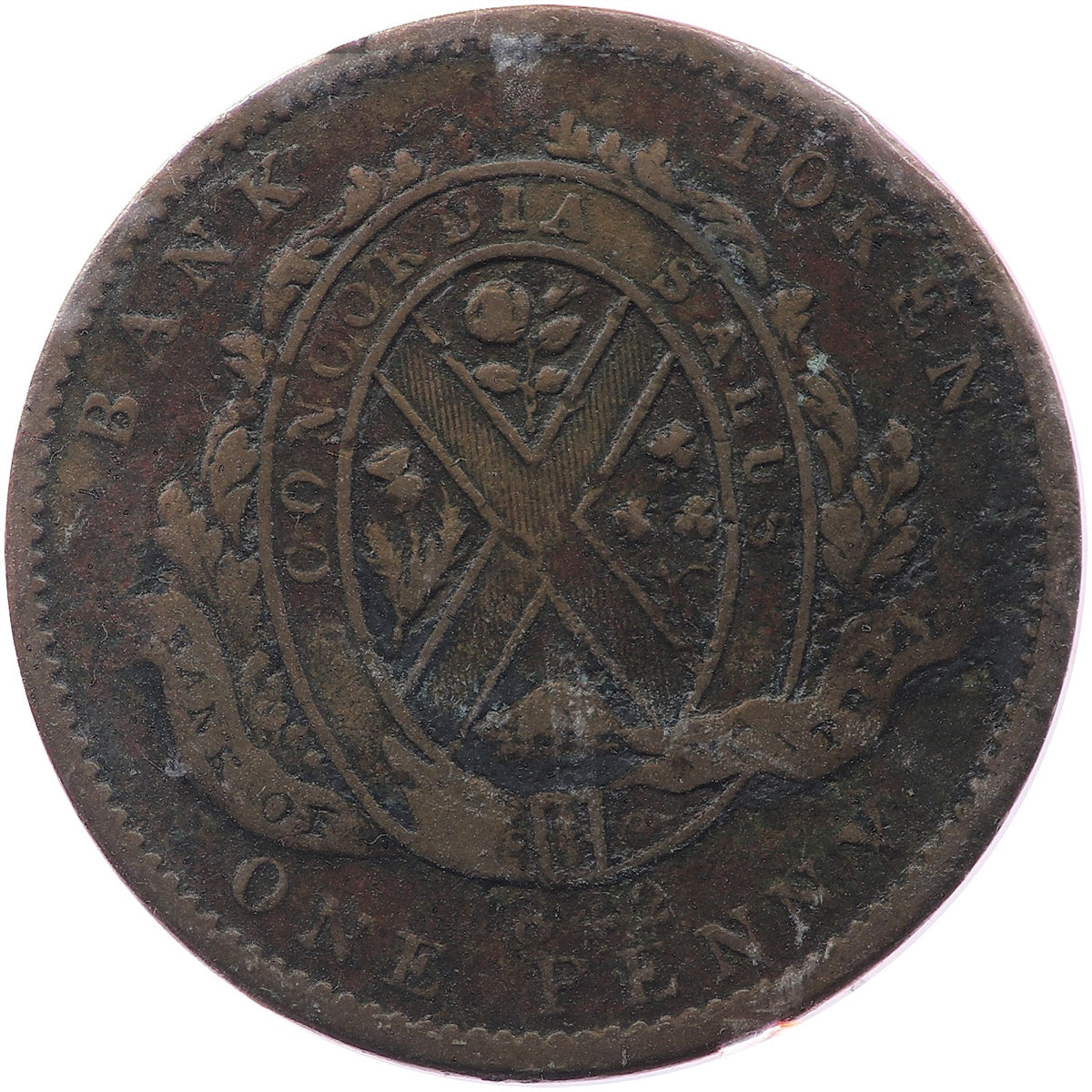 PC-2B 1842 Province of Canada Bank of Montreal Penny Bank Token, Fine (F12)
