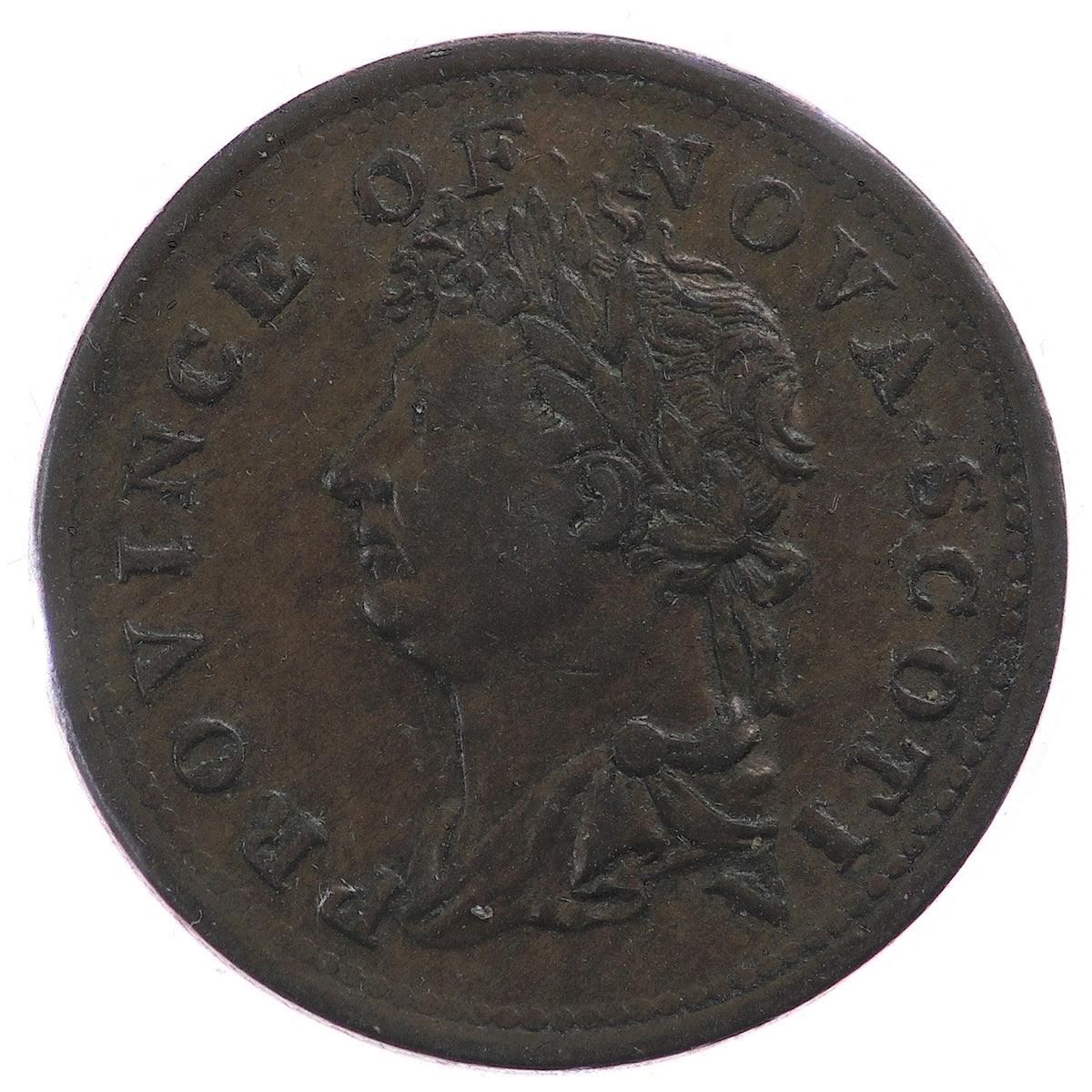 NS-1A3 1823 Nova Scotia George IV Thistle Half Penny Token VF-EF (VF30)