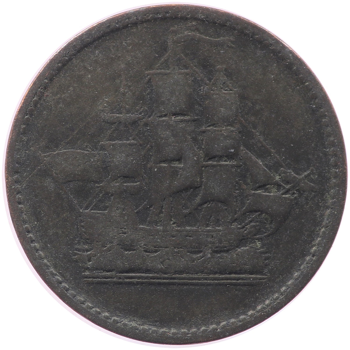 PE-10-8 No Date PEI Ships Colonies & Commerce Bank Token, VG-F (VG10)