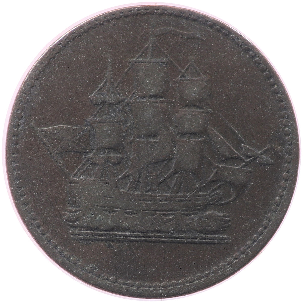 PE-10-8 No Date PEI Ships Colonies & Commerce Bank Token, Fine (F12)