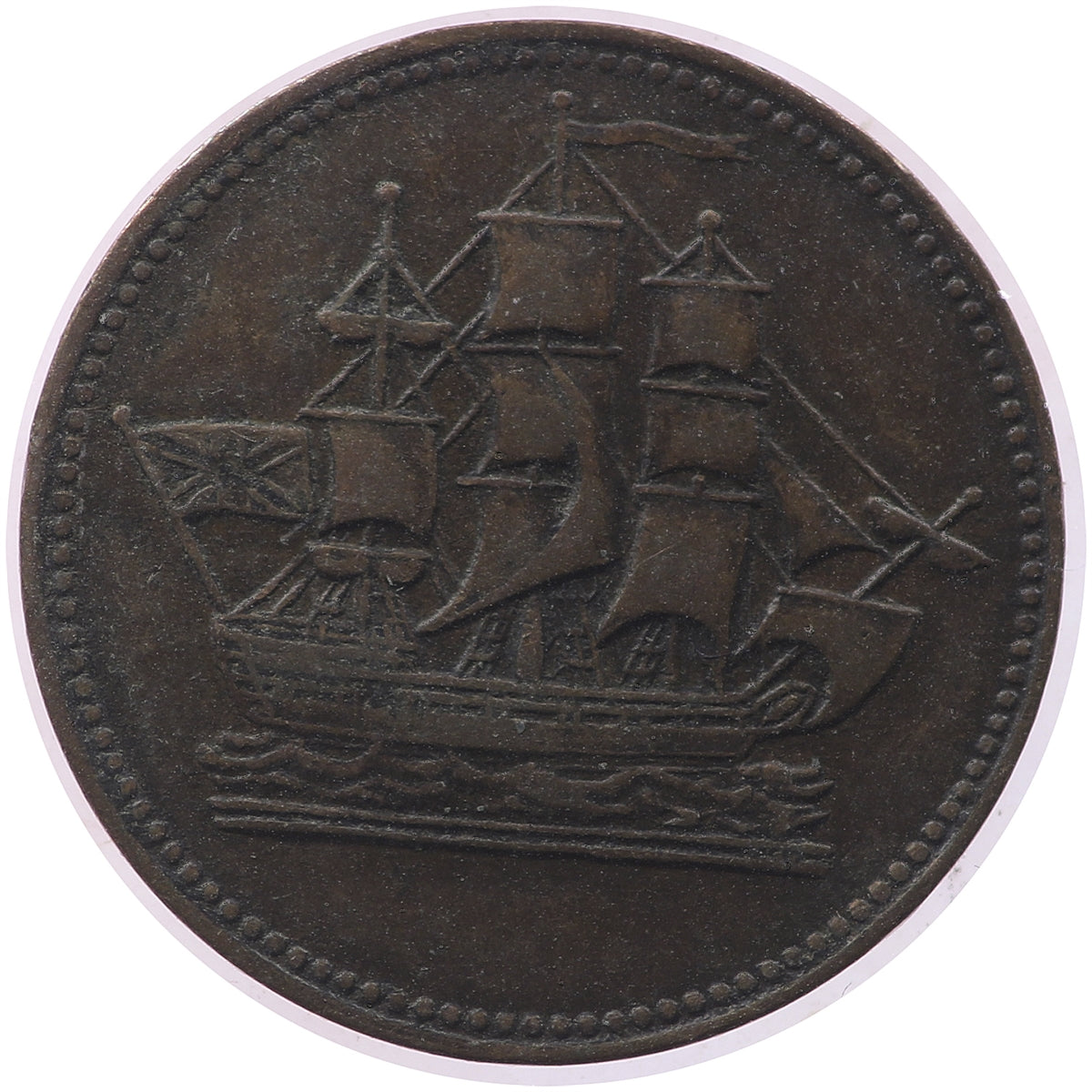 PE-10-30 No Date (1835) PEI Ships Colonies & Commerce Bank Token, VF-EF (VF30)