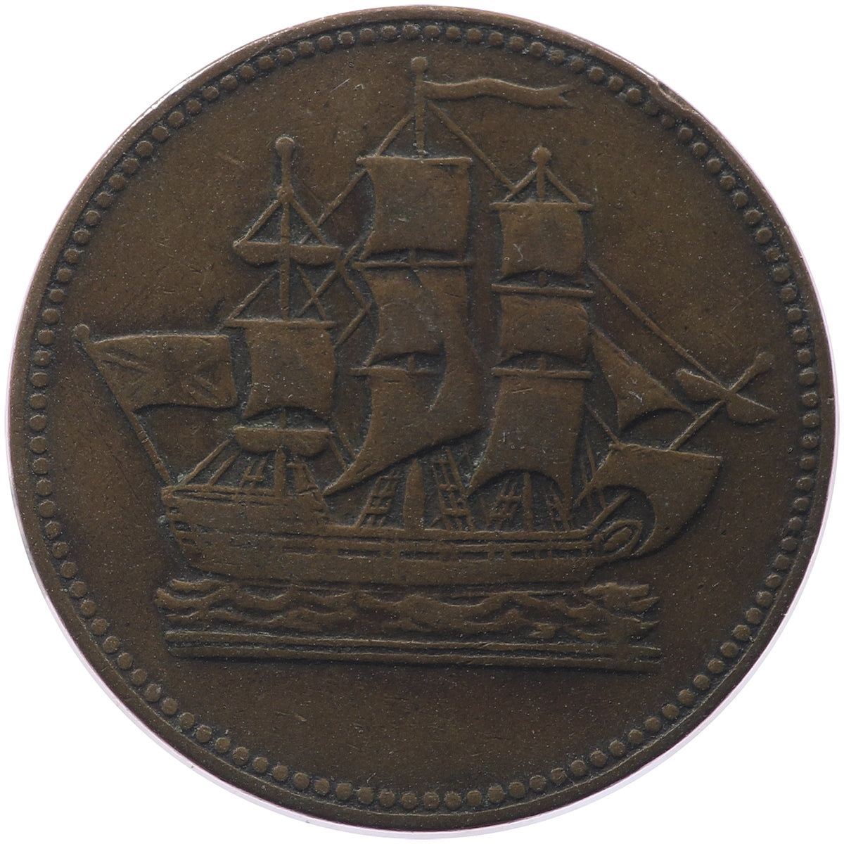 PE-10-30 No Date (1835) PEI Ships Colonies & Commerce Bank Token Very Fine (VF20)