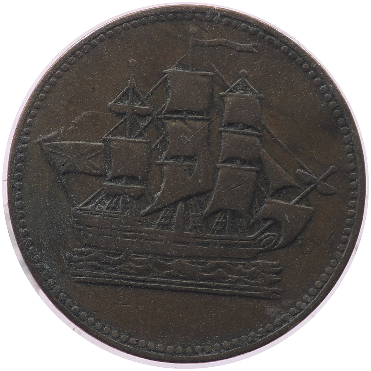 PE-10-31 No Date (1835) PEI Ships Colonies & Commerce Bank Token, Very Fine (VF20)