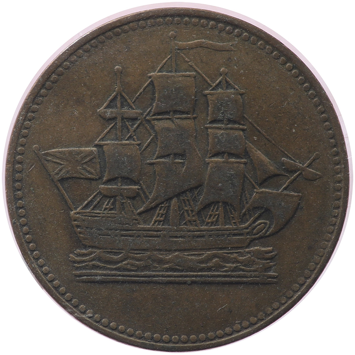 PE-10-31 No Date (1835) PEI Ships Colonies & Commerce Bank Token, F-VF (F15)