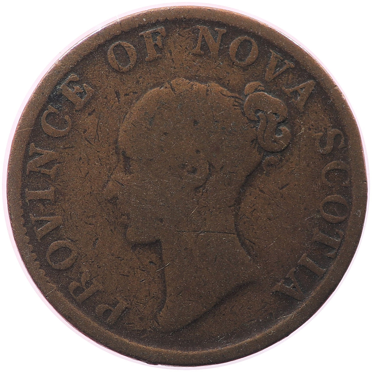 NS-1E2 1840 Nova Scotia Victoria Thistle Half Penny Token Very Good (VG8)