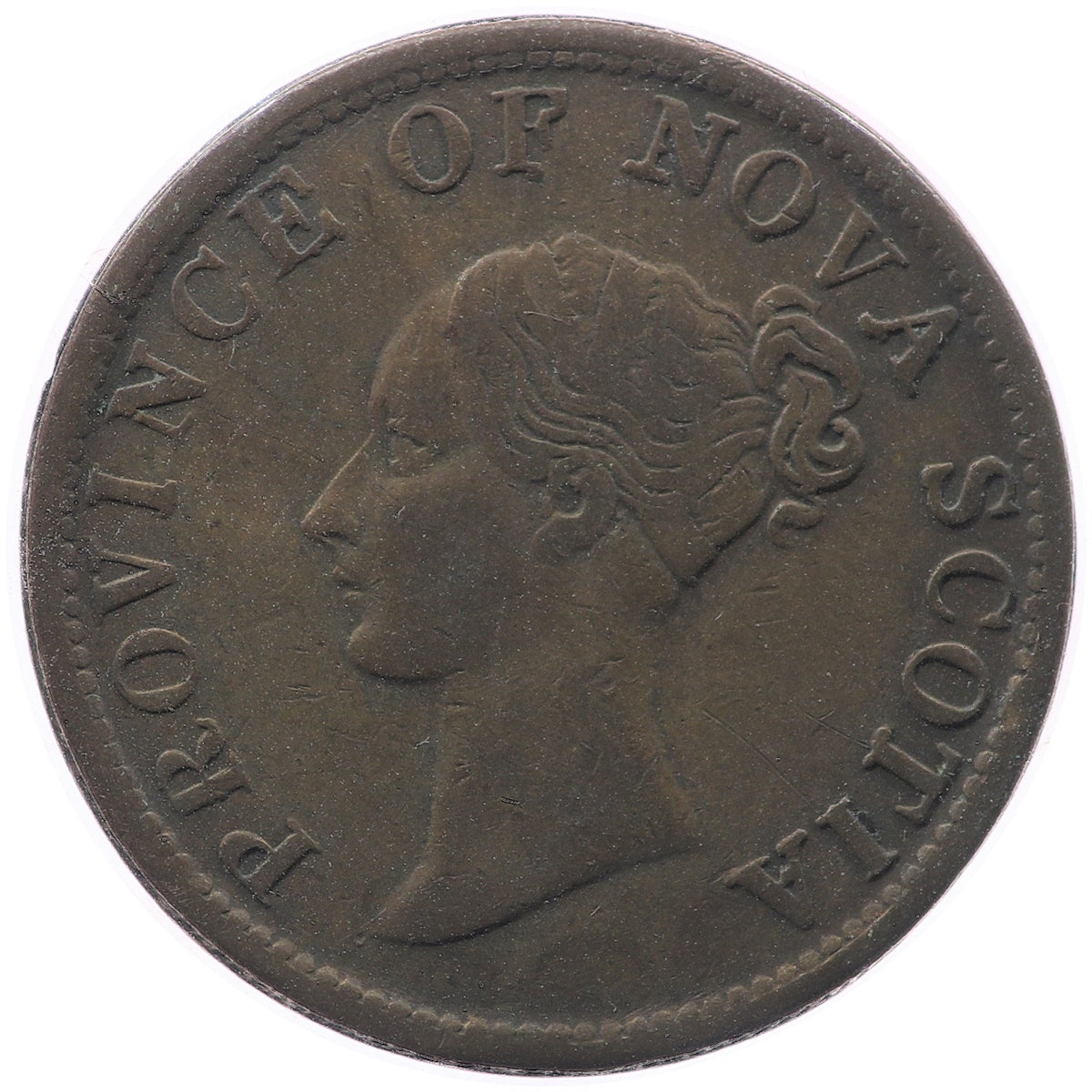 NS-1E2 1840 Nova Scotia Victoria Thistle Half Penny Token Fine (F12)