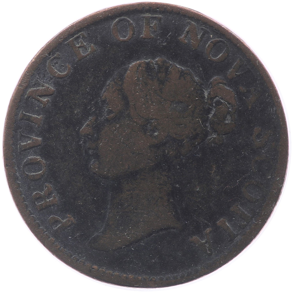 NS-1F1 1843 Nova Scotia Thistle Half Penny Bank Token, G-VG (G6)