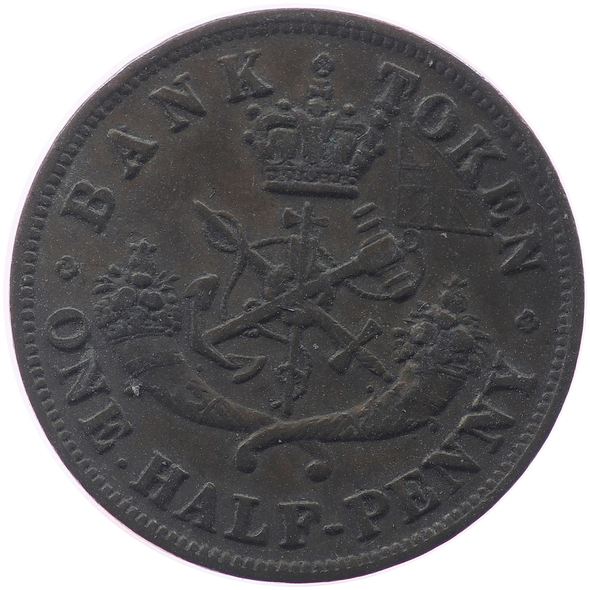 PC-5D 1857 Province of Canada, Bank of Upper Canada Half Penny Token, Extra Fine (EF40)