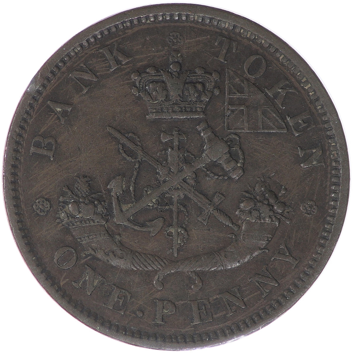 PC-6A1 1850 Province of Canada, Bank of Upper Canada Penny Token Extra Fine (EF40)