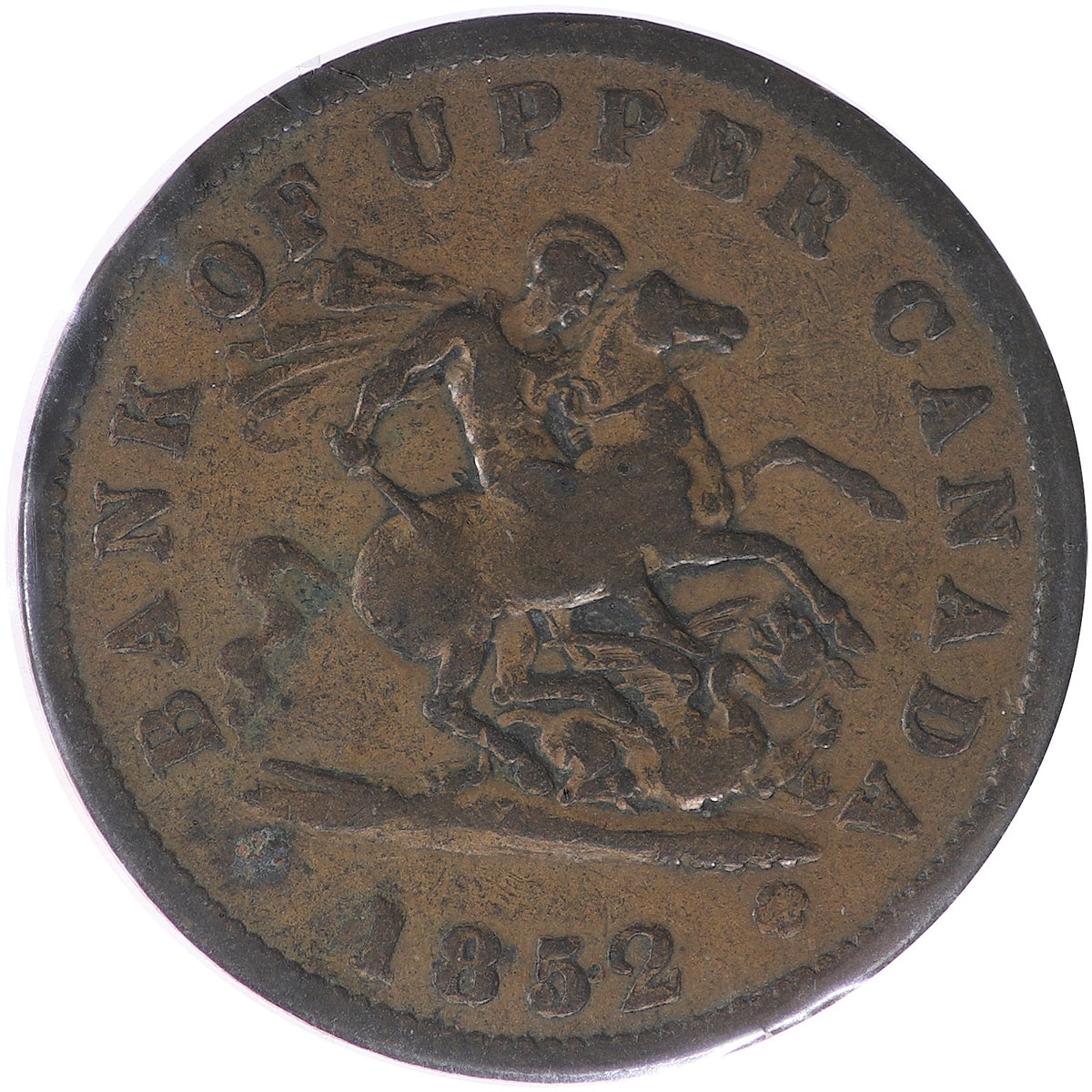 PC-6B2 1852 Province of Canada, Bank of Upper Canada Penny Token VG-F (VG10)