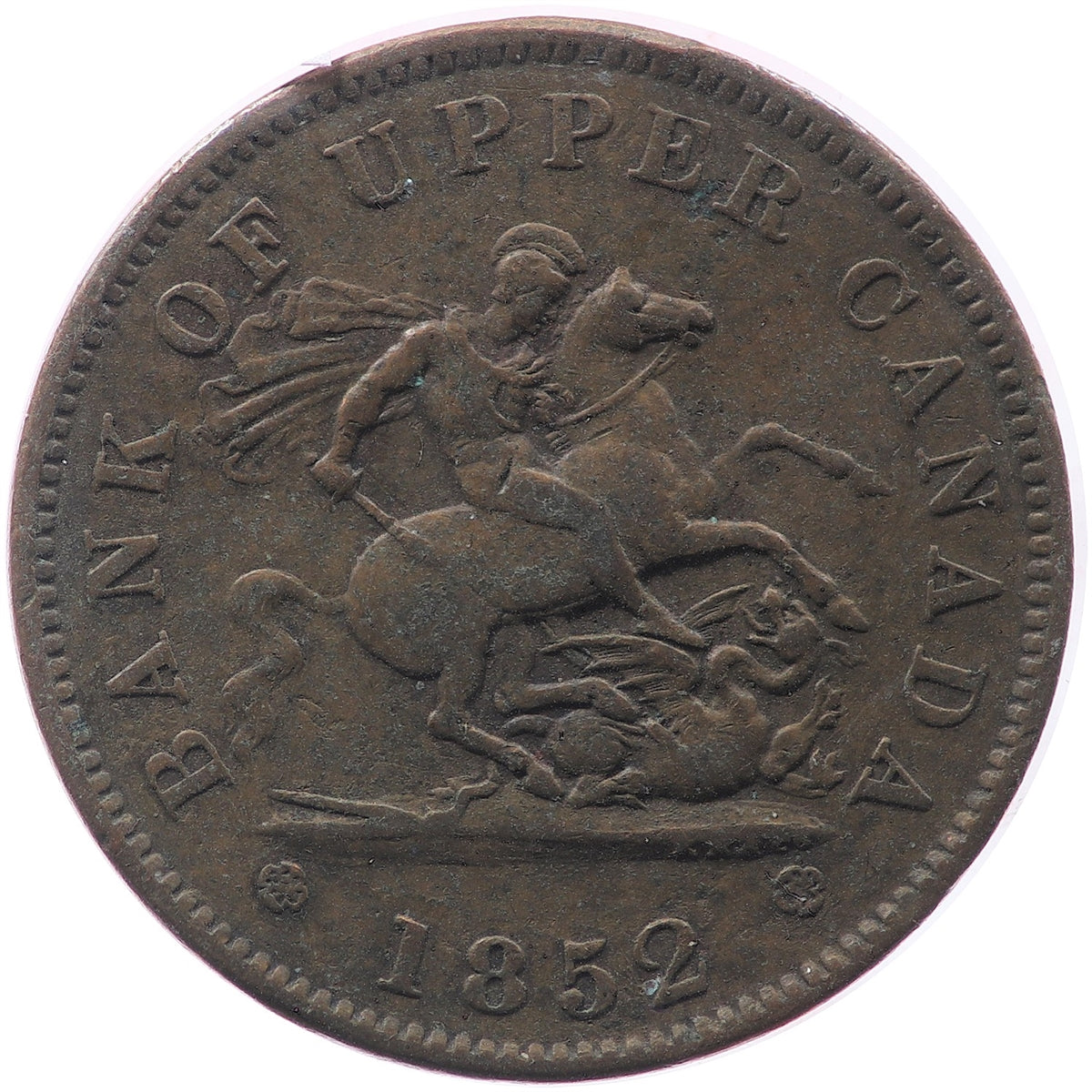 PC-6B2 1852 Province of Canada, Bank of Upper Canada Penny Token Very Fine (VF20)