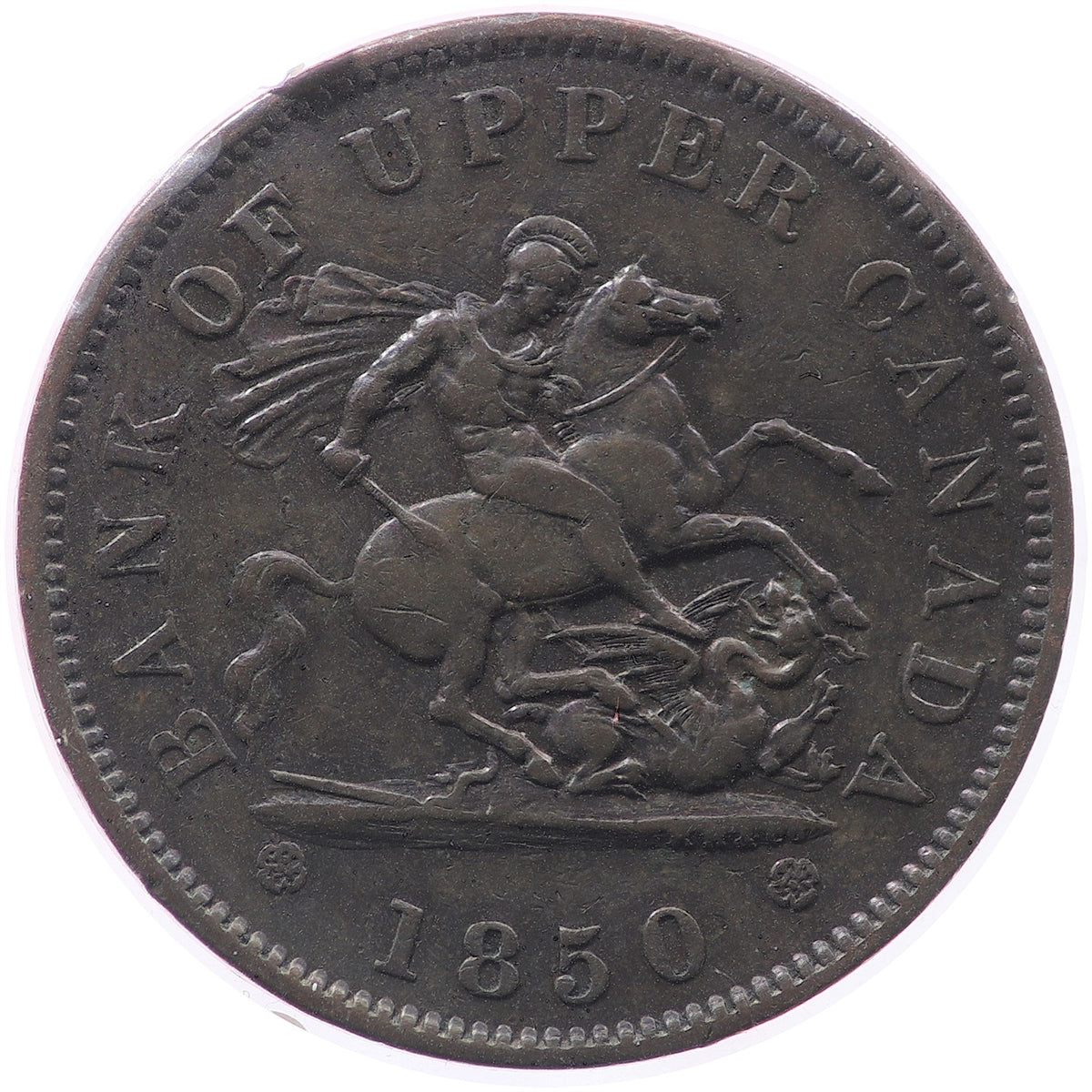 PC-6A2 1850 Province of Canada, Bank of Upper Canada Penny Token VF-EF (VF30)