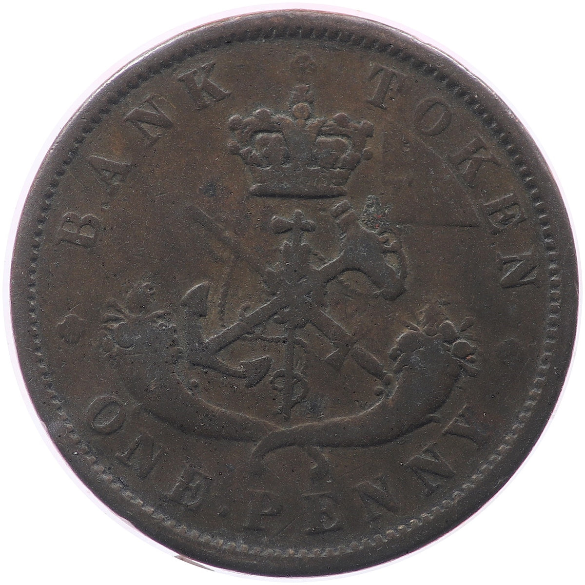 PC-6B4 1852 Province of Canada, Bank of Upper Canada Penny Token Fine (F12)