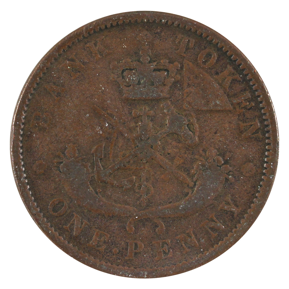 PC-6B5 1852 Province of Canada, Bank of Upper Canada Penny Token Very Good (VG8)