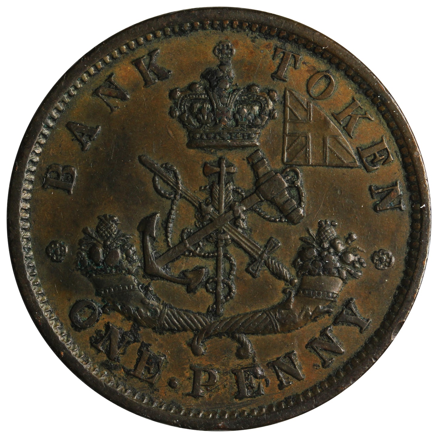 PC-6B5 1852 Province of Canada, Bank of Upper Canada Penny Token AU (AU50) $