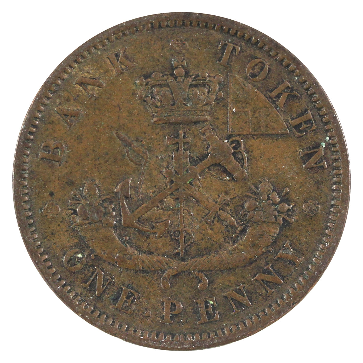 PC-6C1 1854 Province of Canada, Bank of Upper Canada Penny Token F-VF (F15)
