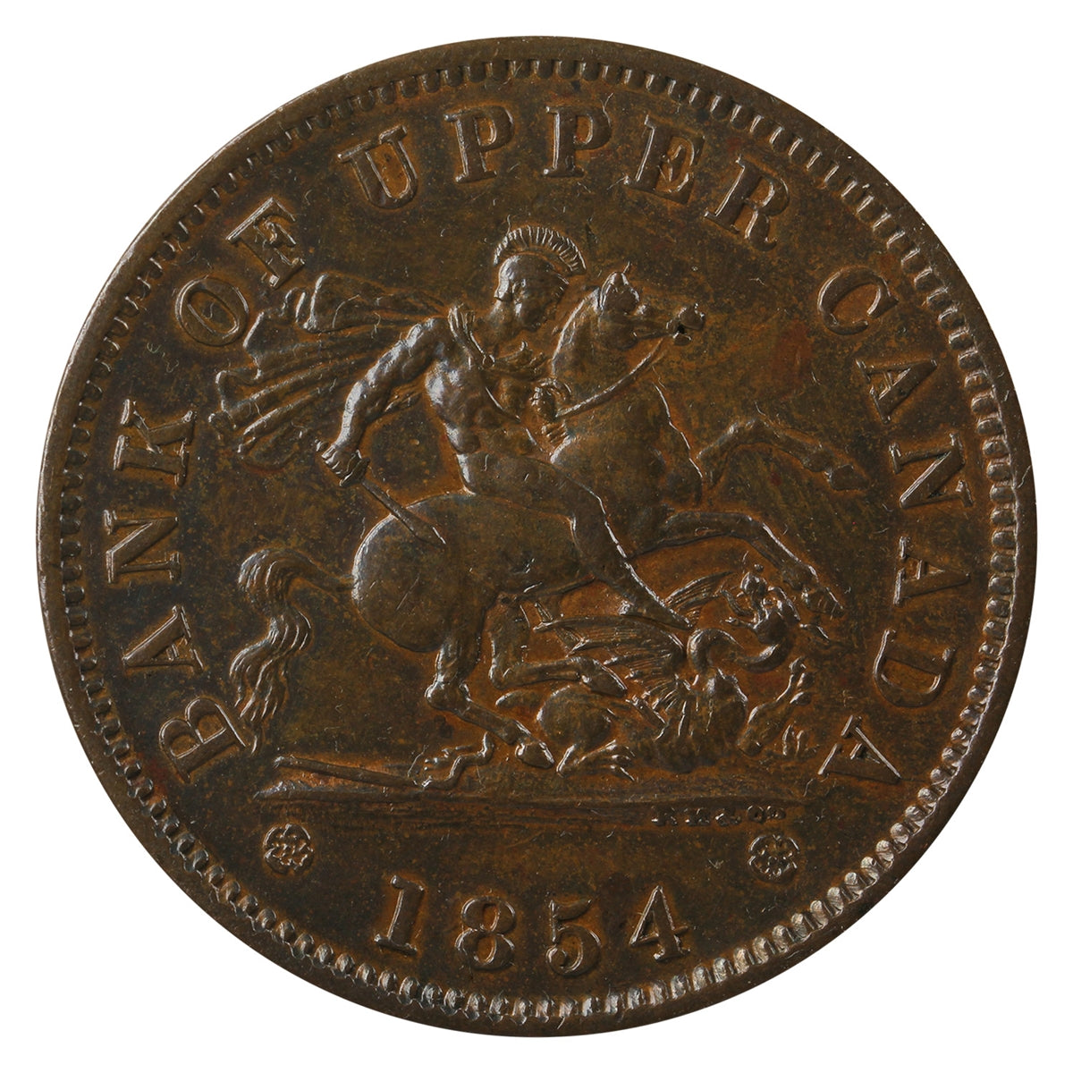 PC-6C1 1854 Province of Canada Bank of Upper Canada Plain 4 Penny Token Almost UNC (AU50) $