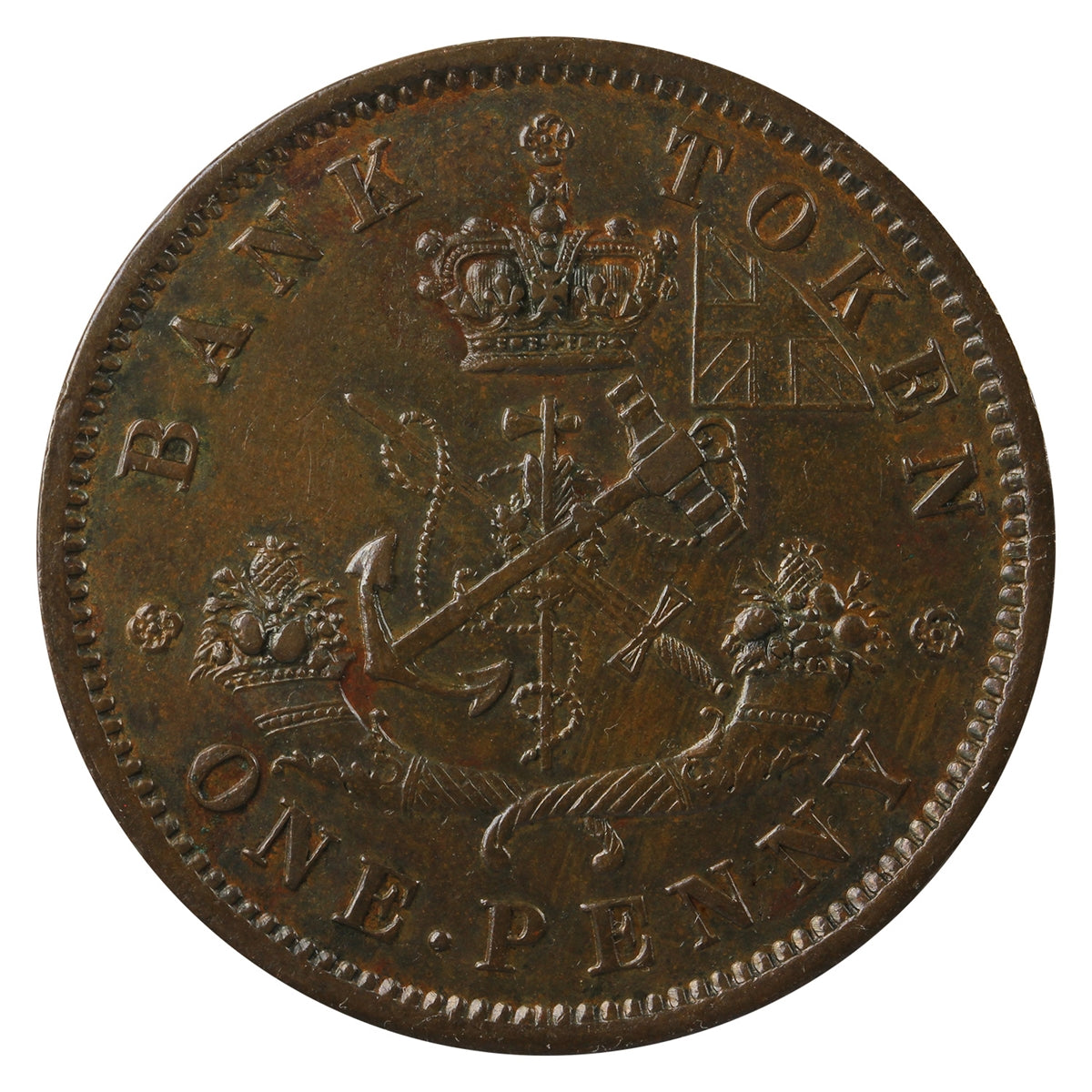 PC-6C1 1854 Province of Canada Bank of Upper Canada Plain 4 Penny Token Almost UNC (AU50) $