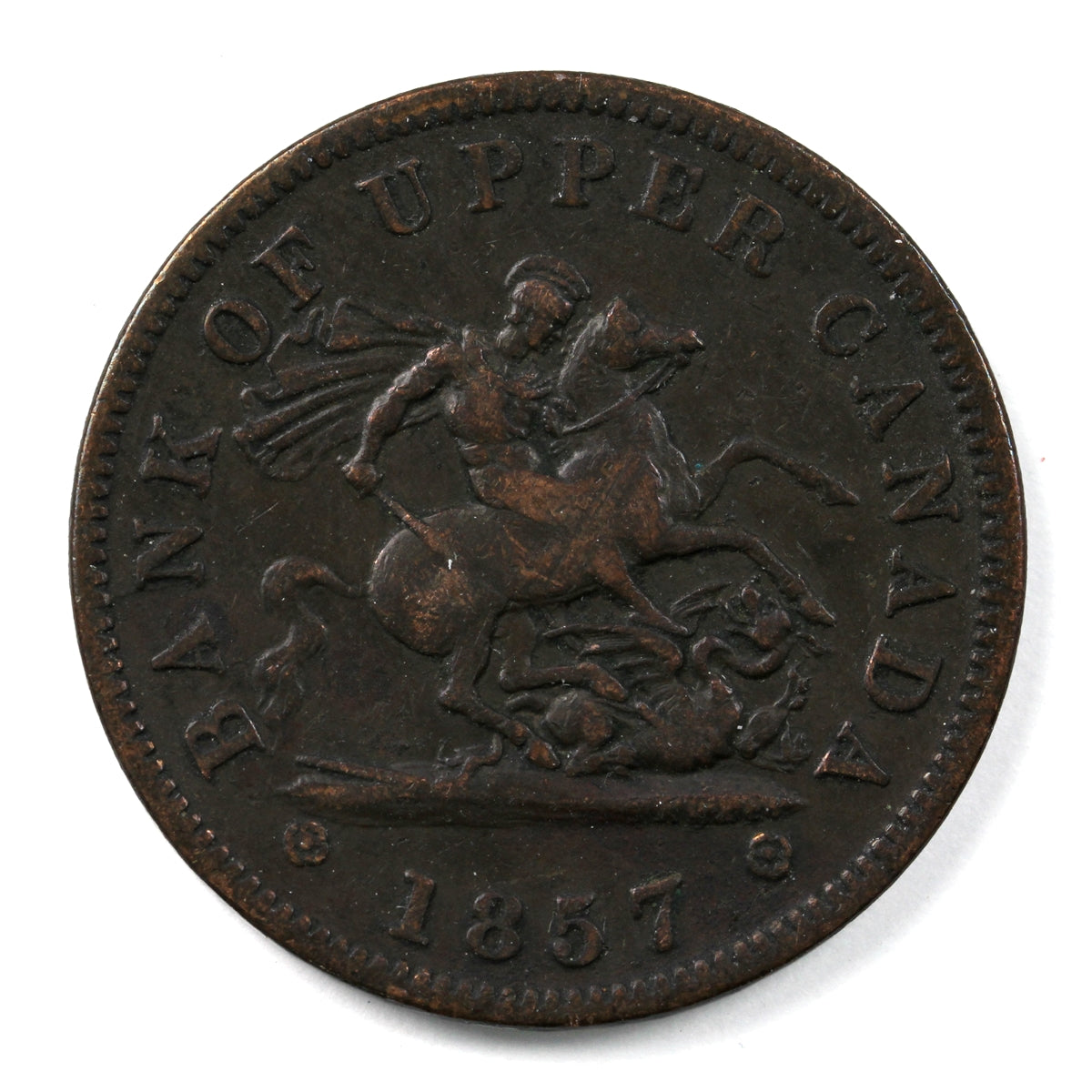 PC-6D 1857 Province of Canada, Bank of Upper Canada Penny Token Very Fine (VF20)