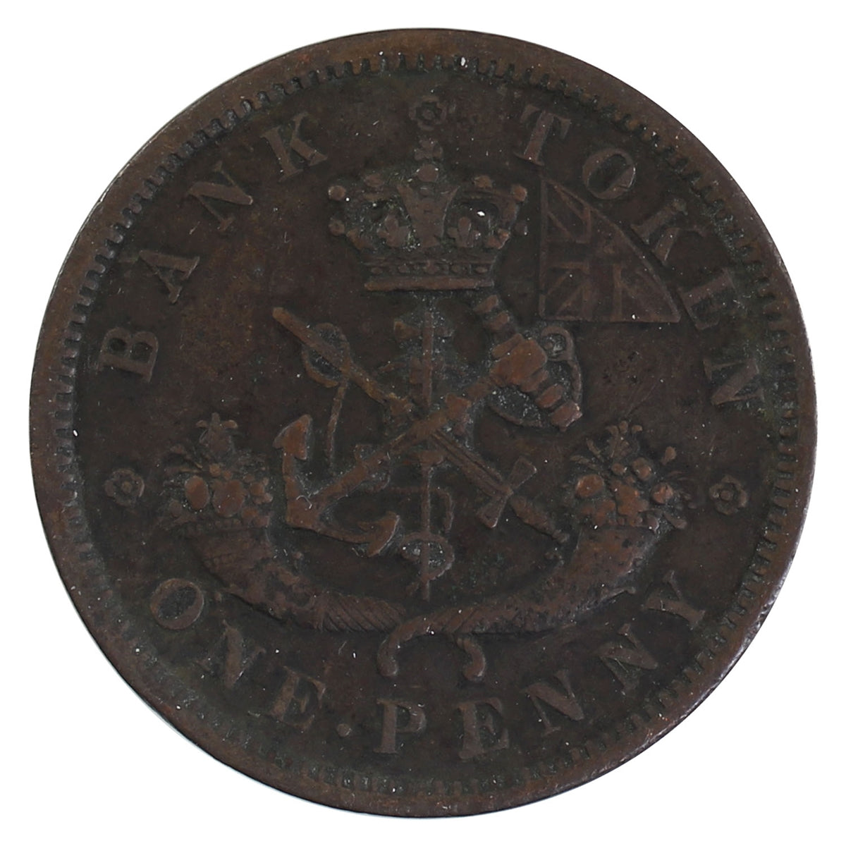 PC-6D 1857 Province of Canada, Bank of Upper Canada Penny Token VF-EF (VF30)
